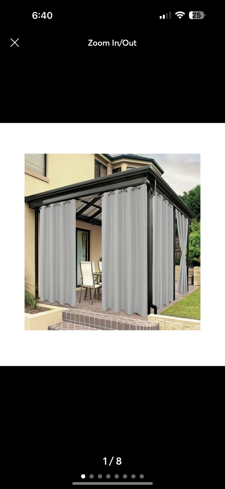 BONZER Outdoor Curtains for Patio Waterproof, 1 Panel, 54W x 84L inch, Silver
