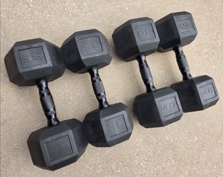 Rubber Hex Black Handle Dumbbell Set 35-40lbs