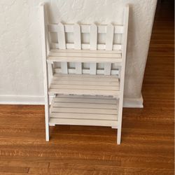 Three Tiered White Wood Bookcase/Plant Stand