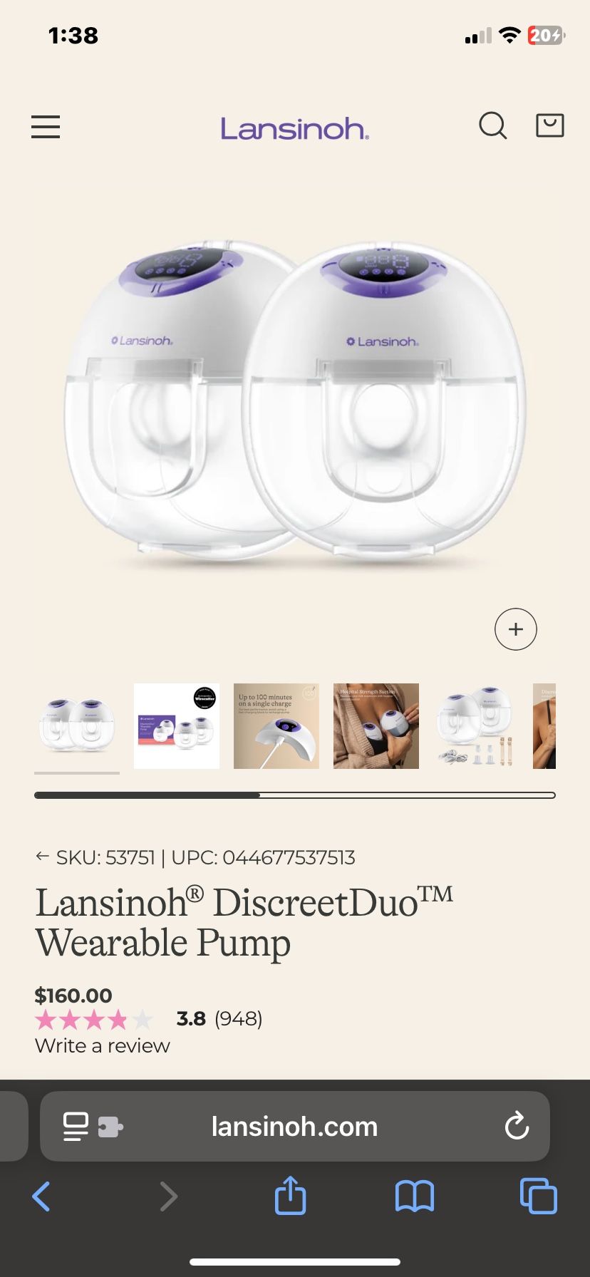 Lansinoh Discreet Duo Wearable Breast pump