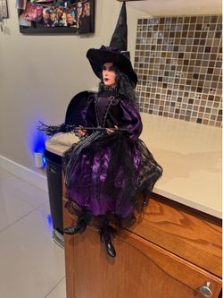 27” Halloween Witch Shelf Sitter – Purple & Black Decor – $35 OBO