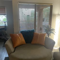 Oversized Grey Swivel Chair 