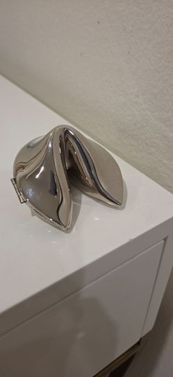Brand New Silver Polished Fortune Cookie Paperweight Figurine Decor