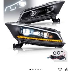 VLAND LED Projector Headlights Assembly for [Honda Accord 8th Gen 4-Dr Sedan 2008 2009 2010 2011 2012