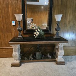 Spanish Colonial Style Stone Top Console Table