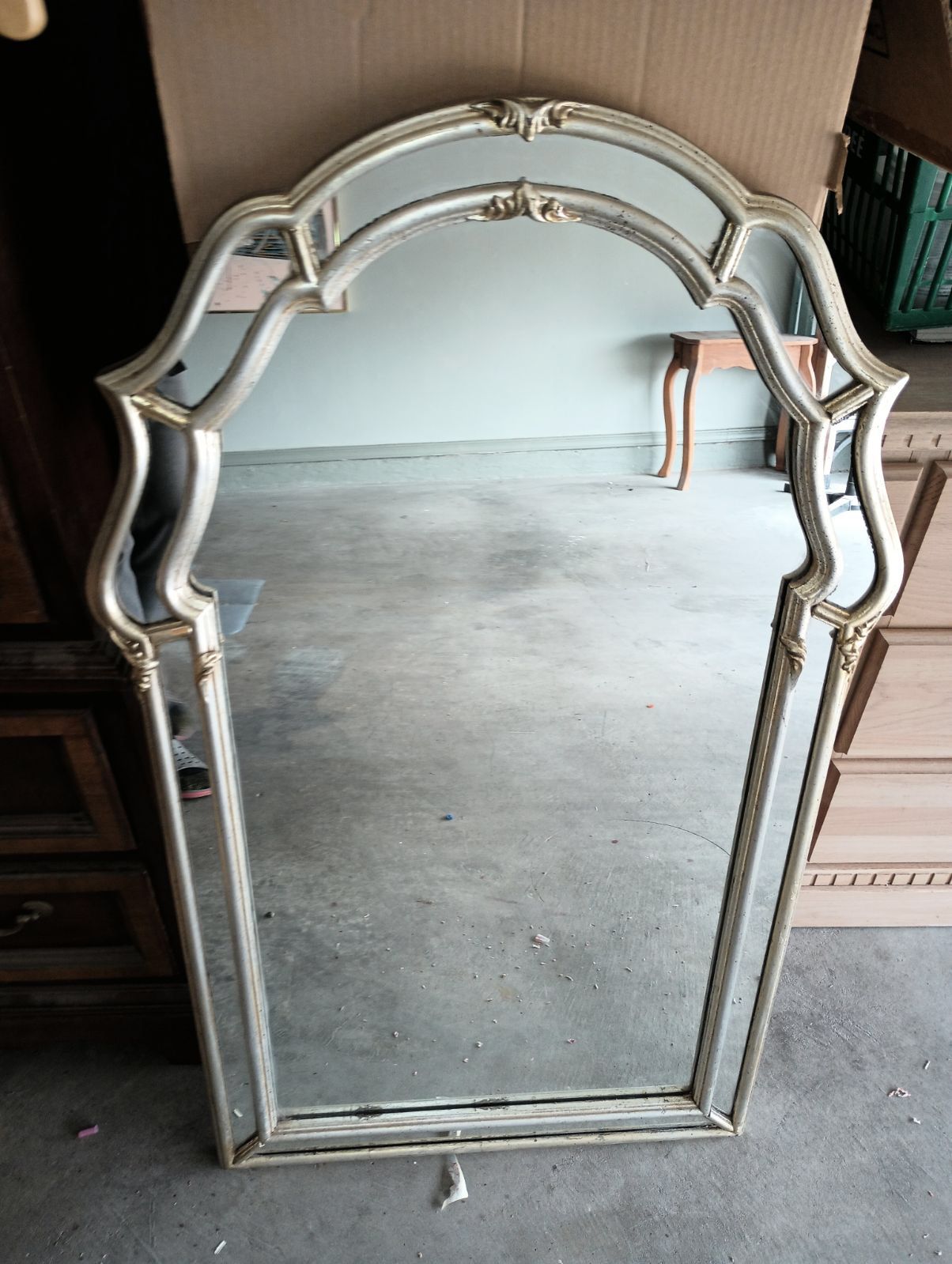 Vintage mirror, 44in L, 26in W, 2in deep, $25 