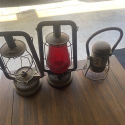 Antique railroad lanterns