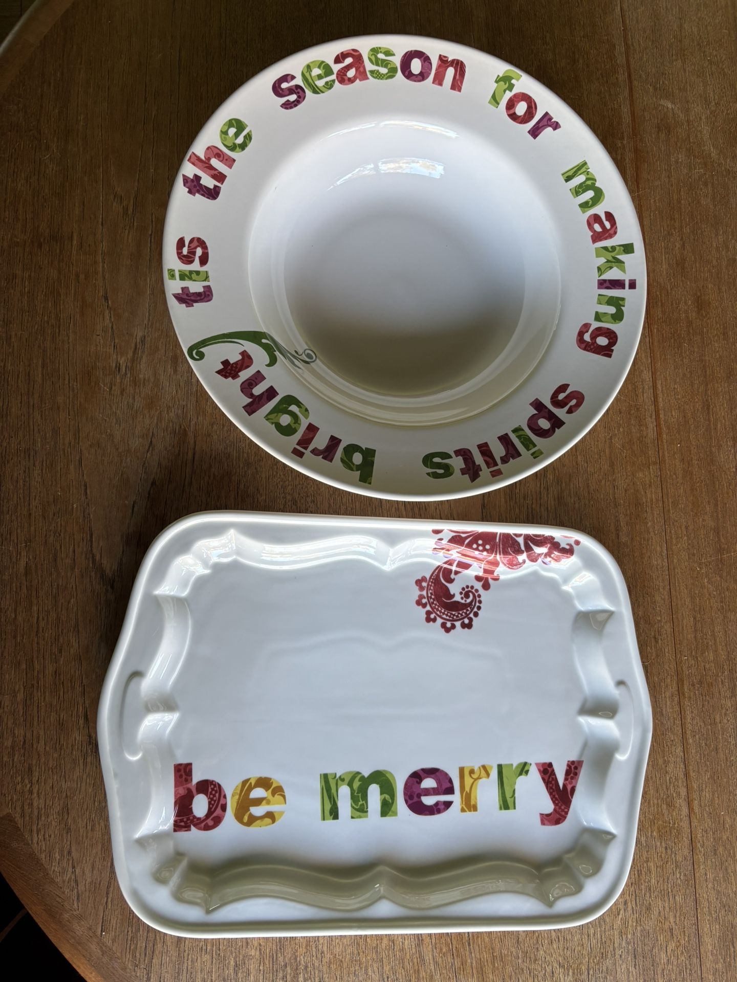 Large Ceramic Serving Bowl And Platter Christmas Holiday