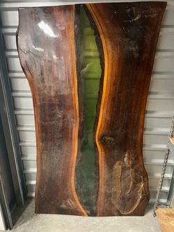 Live Edge Epoxy River Table Top – Dark Walnut