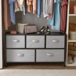  Extra Wide Fabric 5-Drawer Storage Organizer Unit for Closet, Black