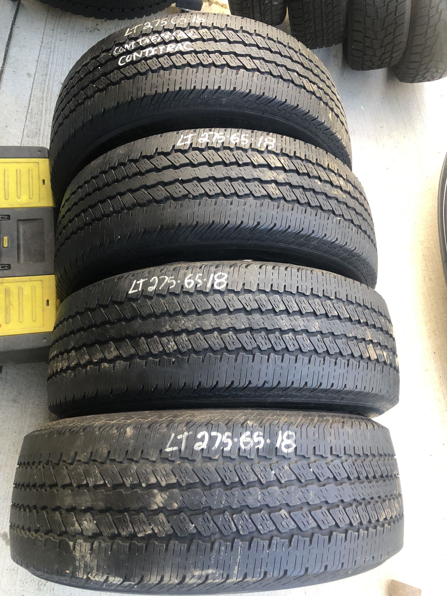 4 CONTINENTAL CONTITRAC LT275/65R18 GREAT TREAD RETAILS $1273 SELLING FOR ONLY $350