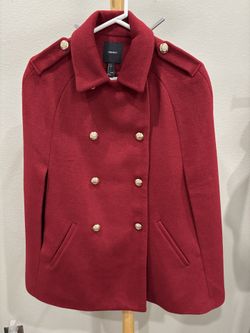 Forever 21 cape coat double breasted in red
