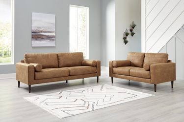 Telora Caramel Sofa and Loveseat