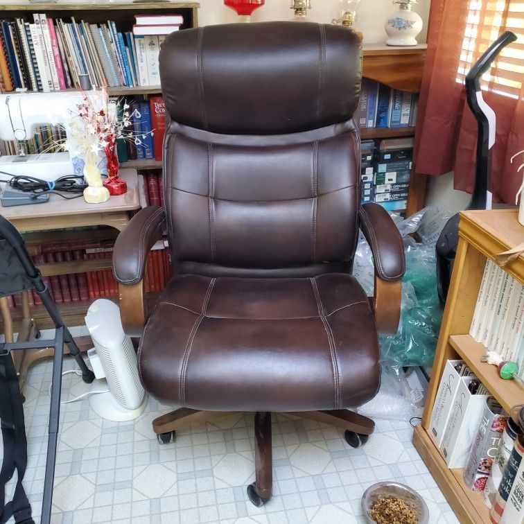 Rolling Office Chair Brown Faux Leather