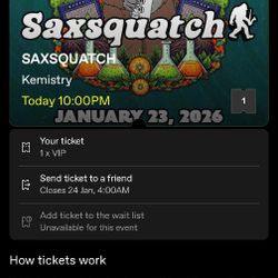Saxsquatch Vip Tickets