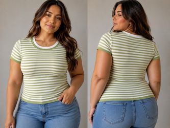 Green and White Striped T-Shirt