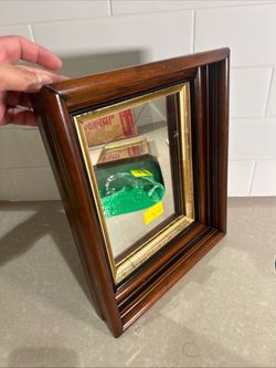 Antique Mahogany Shadow Box Frame With Mirror.  14”* 12” Vintage