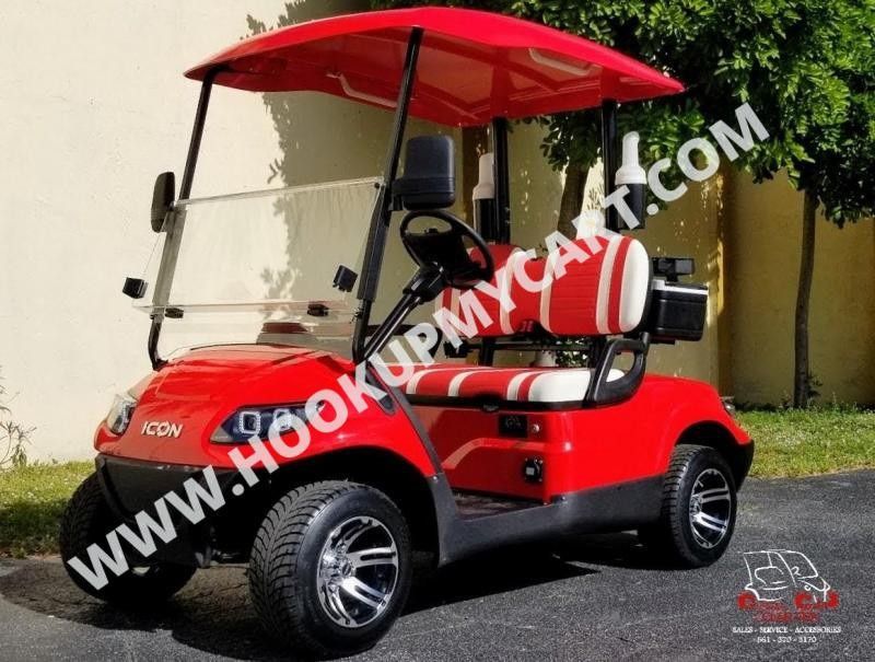 2025 ICON i20 Red 2 Seater Golf Cart w/Bag Attachments
