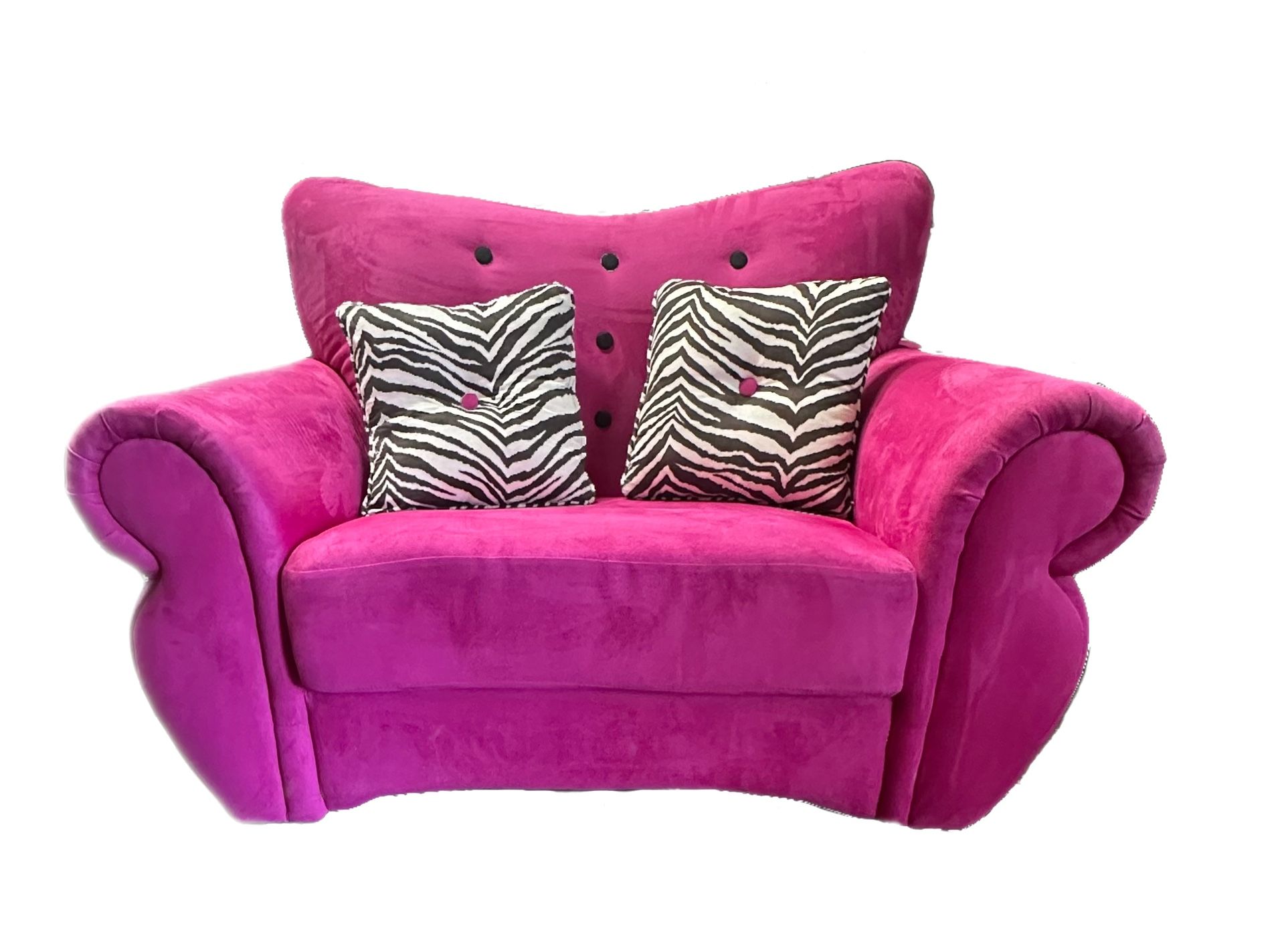 Pink Chair With 2 Zebra Pillows 