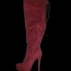 Wine colored thigh high cheap boots
