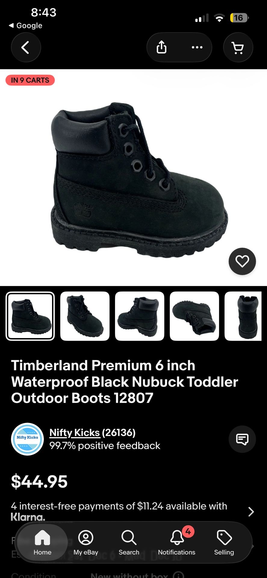Toddler Timberland Premium 6-inch Waterproof Nubuck Outdoor Boots