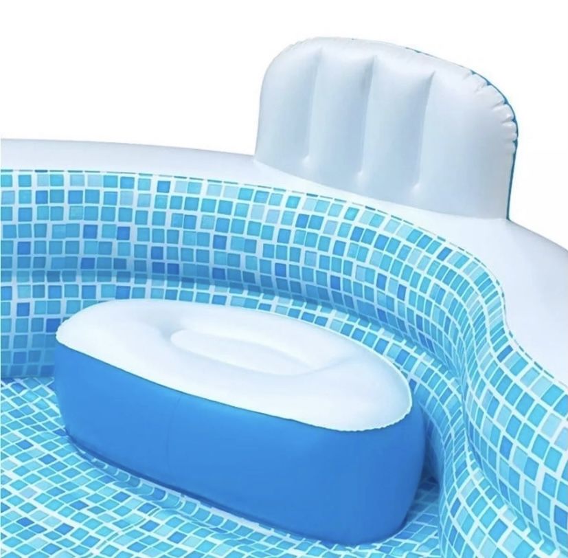 Members Mark Elegant Family Pool 10 Feet Long 2 Inflatable Seats with Backrests