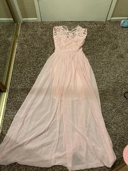 Dusty Pink Lace Draped Chiffon Dress
