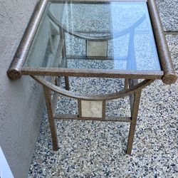 Large Glass & Metal Side End Table- Great Condition- Pretty
