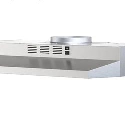 9987: New 30 inch Range Hood Under Cabinet, Ducted/Ductless Convertible Stainless Steel Kitchen Range Hood with Rocker Button Control, 2 Speed Exhaust