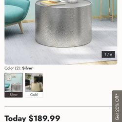 Modern Coffee Table Silver Metal 
