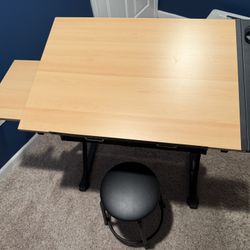 🎨 Drafting / Art Desk + Matching Stool — Excellent Condition!