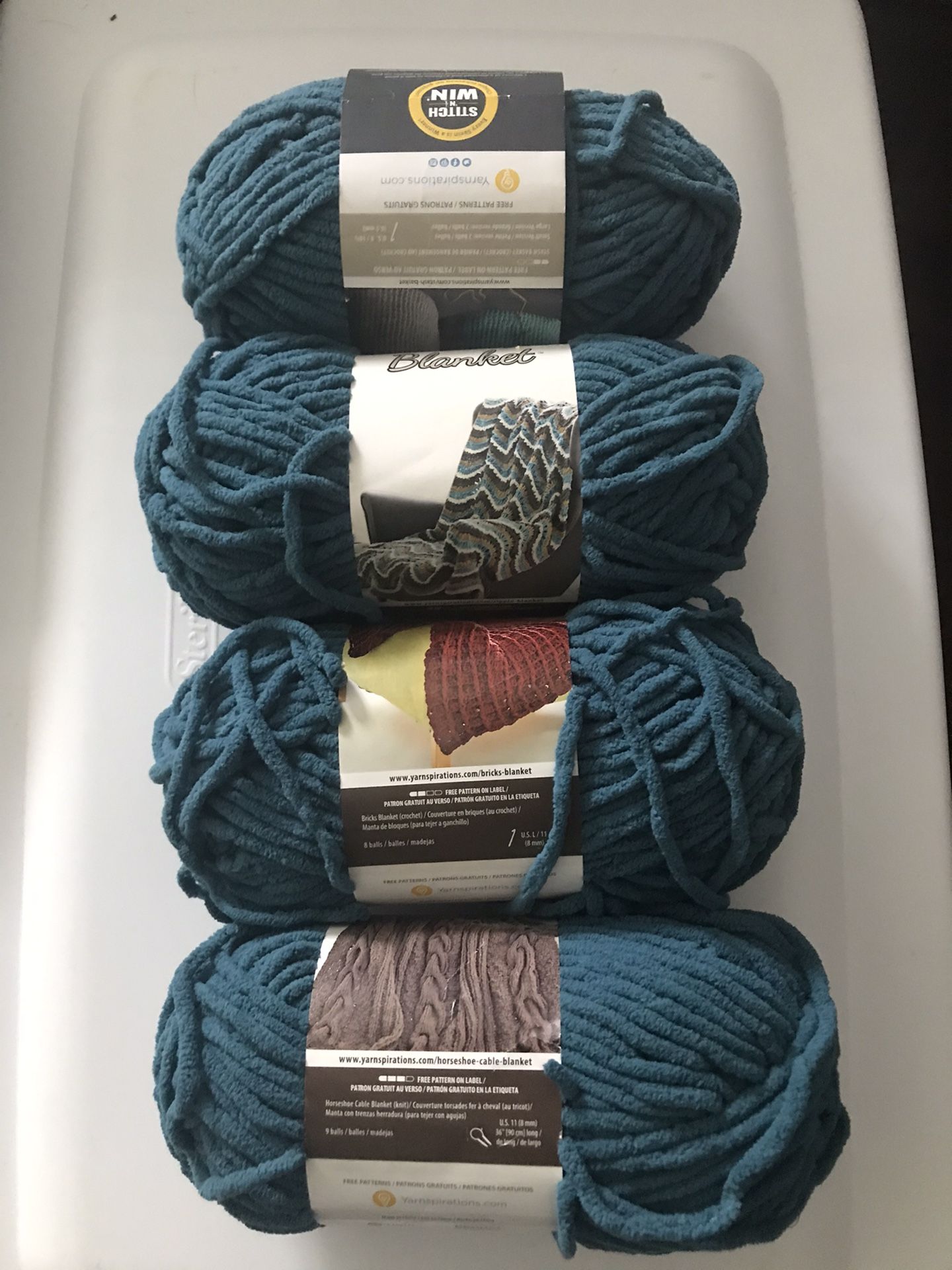 Teal Bernat yarn blanket knit or Crochet
