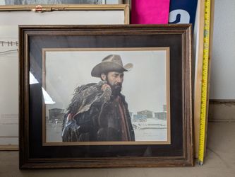 Framed Western Cowboy Art Print BAMA 81 SIGNED