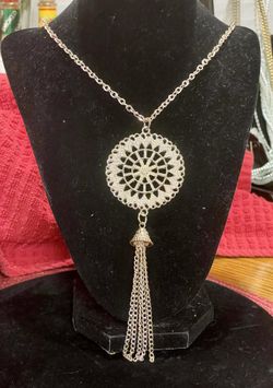 Pretty Long Gold necklace. Great Accent/costume piece. 