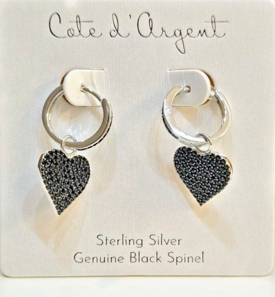 SHIPPING ONLY * .925 Sterling Silver Black Spinel Gemstone Earrings