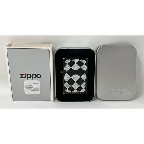 Vintage 1997 Zippo 218TAB 435 Tabasco Logo Checker Board Lighter - Black Matte