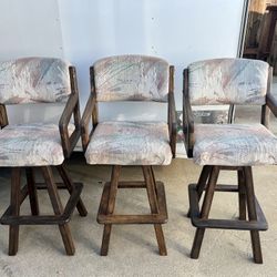 Set of 3 Vintage Swivel Bar Height Stools