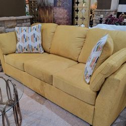 Yellow Fabric Sofa (New) Couch