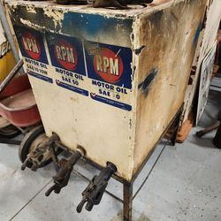 RPM Oil 3 Bin Dispenser Vintage Gas Station Garage Man Cave Petroliana