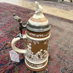 Villeroy & Boch Mettlach Four Seasons Autumn Cameo Stein 1980 - 10.75" Tall