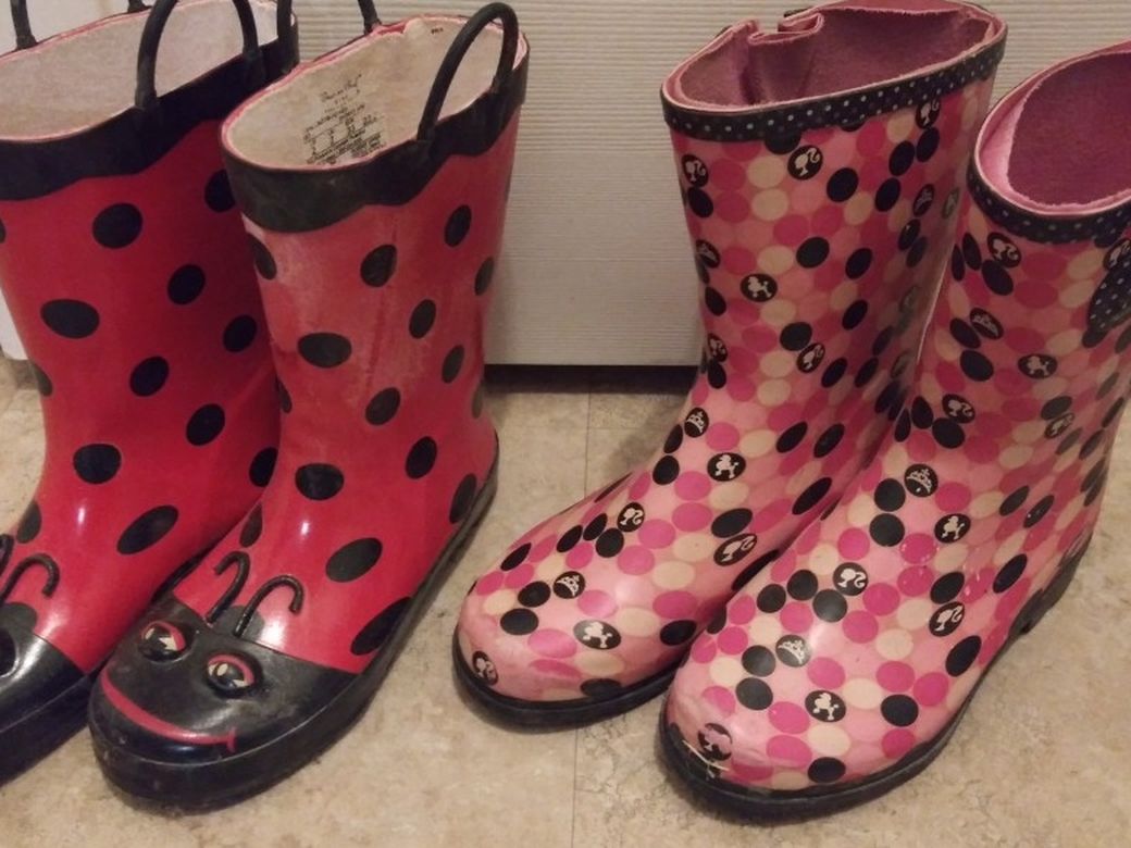 Girl size 2(red), 3 (pink) rain boots