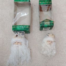 Two Xmas Santa Ornaments