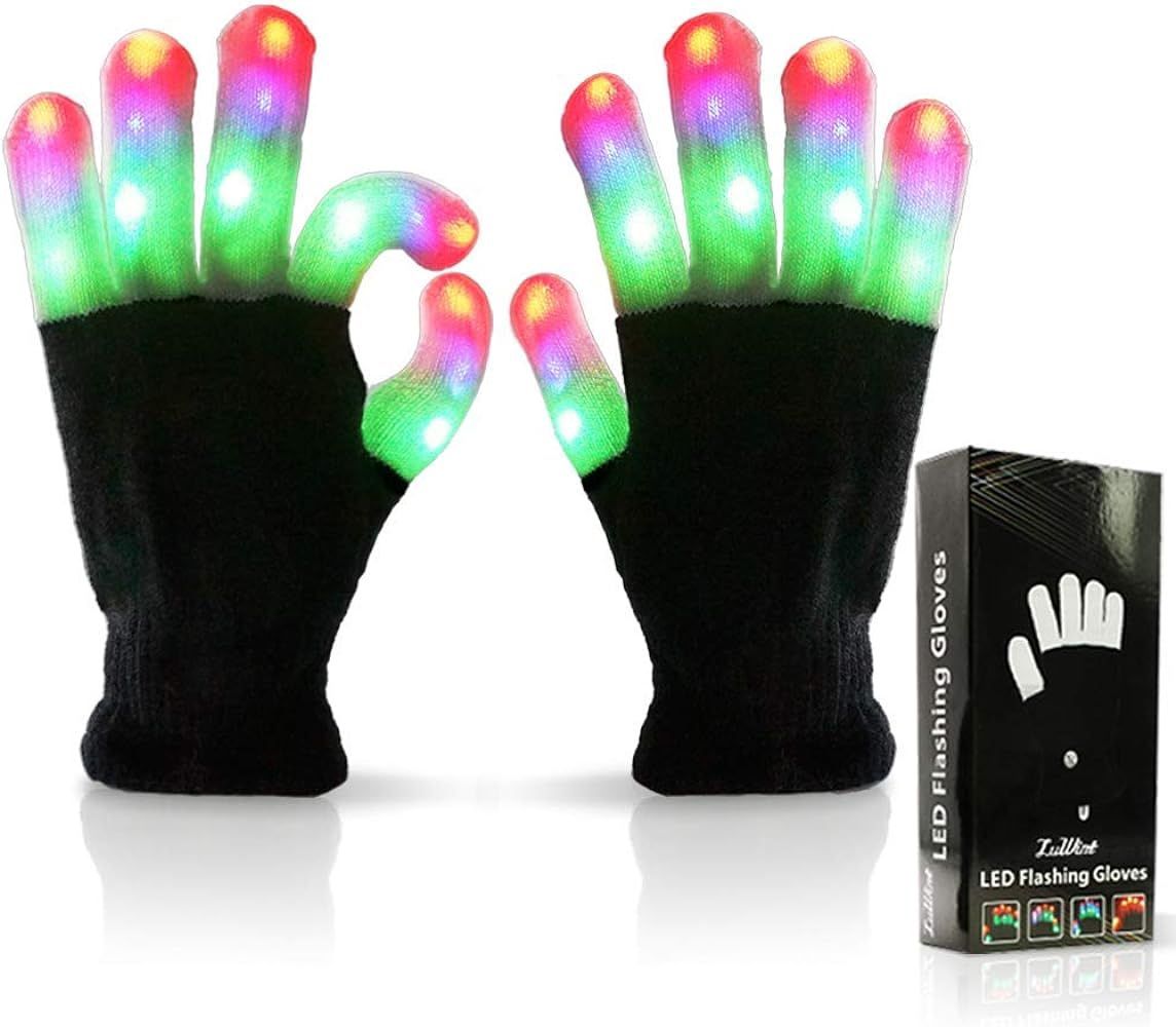Luwint Light Up Gloves with 6 Flashing Modes Fun Toy Cool Gift for Kids 5-12