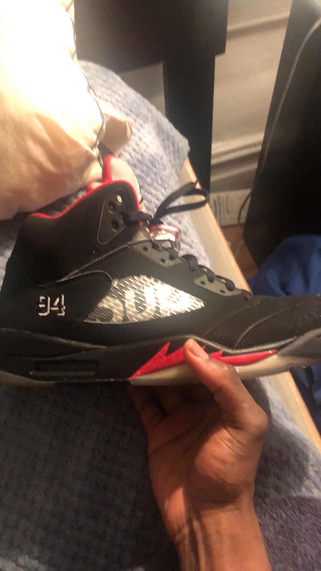 Supreme 5 size 14. Olympic 7 size 13