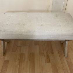 Kmax Fabric Upholstered Ottoman Bench Seat, 36 inch Entryway Bench Seat with X-Shaped Wood Legs for