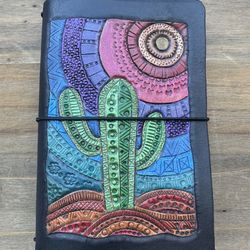 A6 Pocket Leather Travelers Notebook -handtooled