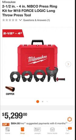 Milwaukee M18 FORCE LOGIC NIBCO Press Ring Kit w/ Actuator & Case – 3 Ring Set