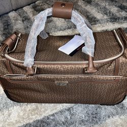 New Brown Guess Kinney Travel Wheeled Duffle Bag