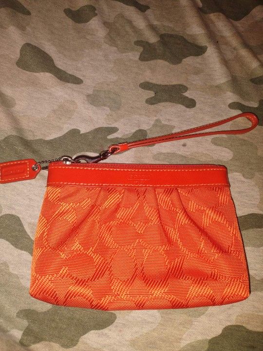 Orange Coach Wristlet Small