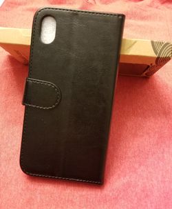 iPhone XR Leather Wallet Case and Card Holder Black